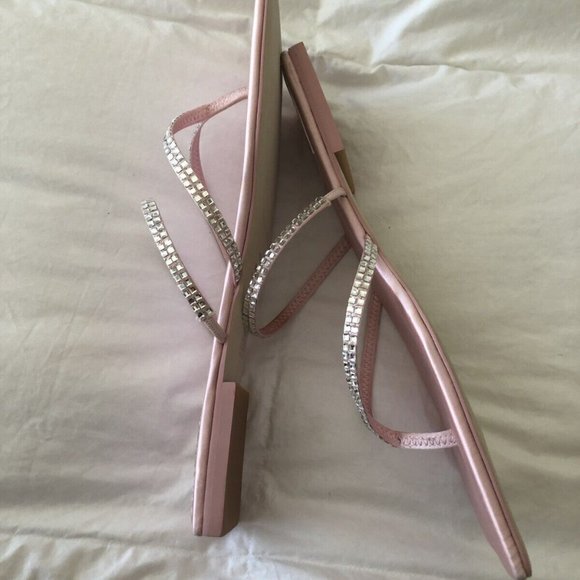Jeffrey Campbell Vineze-2 SZ 10 Slide Flat Sandal in Pink Satin~ Sparkles. - Picture 7 of 9